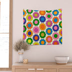 Colorful Flowers Happy Spring Retro Pattern Wall Tapestry Gallery Image 2