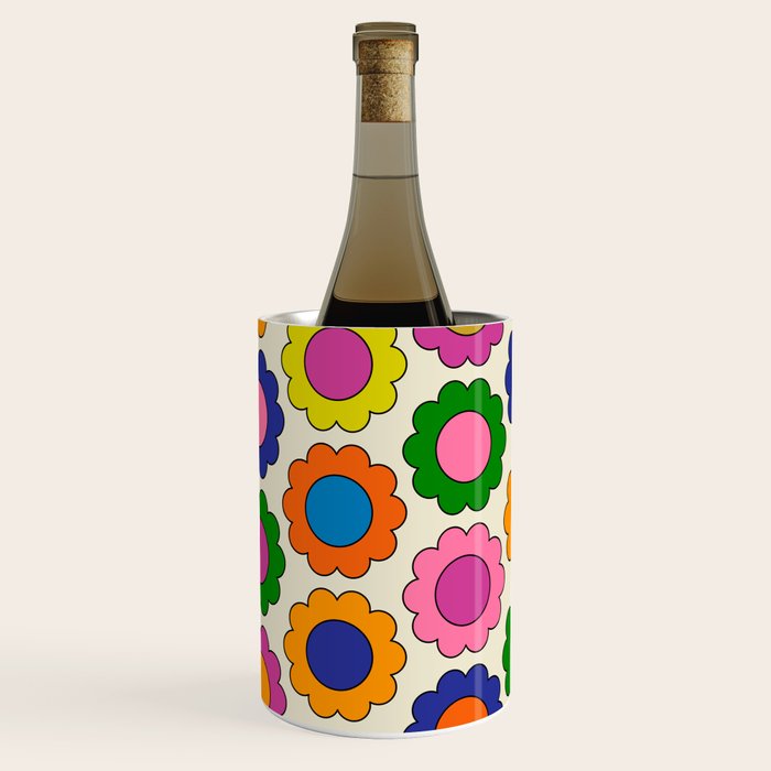 Colorful Flowers Happy Spring Retro Pattern Wine Chiller Gallery Image 2
