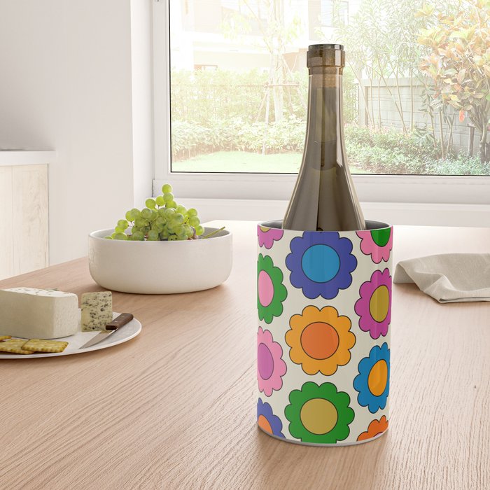Colorful Flowers Happy Spring Retro Pattern Wine Chiller Gallery Image 4