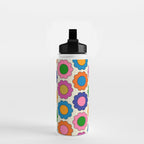 Colorful Flowers Happy Spring Retro Pattern Water Bottle Gallery Image 2