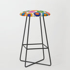 Colorful Flowers Happy Spring Retro Pattern Stool Gallery Image 1