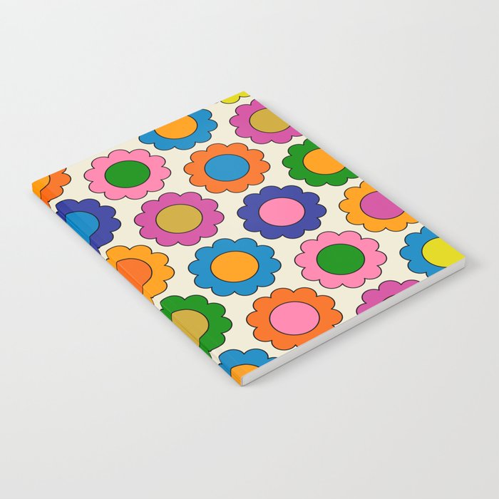Colorful Flowers Happy Spring Retro Pattern Notebook Gallery Image 2