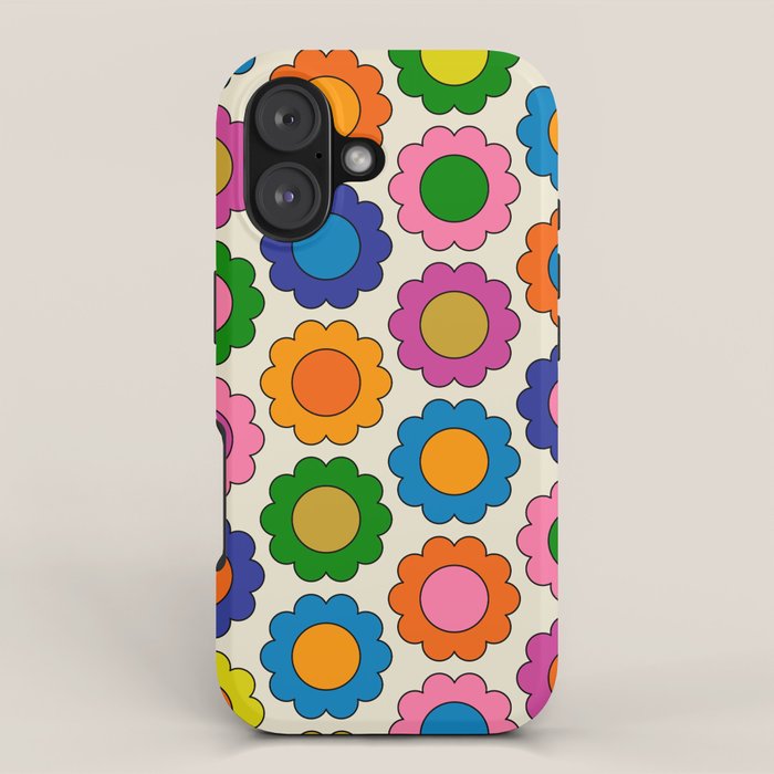 Colorful Flowers Happy Spring Retro Pattern iPhone Case Gallery Image 1