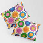 Colorful Flowers Happy Spring Retro Pattern Pillow Sham Gallery Image 3