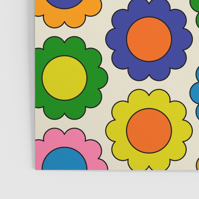 Colorful Flowers Happy Spring Retro Pattern Poster Gallery Image 3