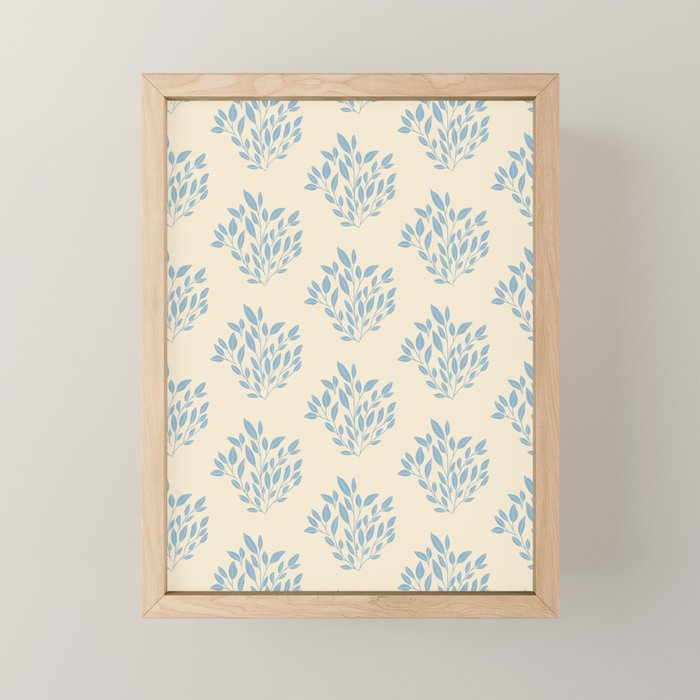 Simple Block Print Pastel Blue and Off-White Pattern  Mini Art Print Gallery Image 1