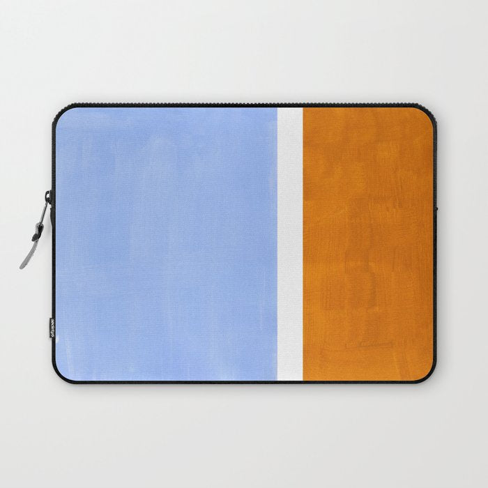 Pastel Royal Blue Yellow ochre Mid Century Modern Abstract Minimalist Rothko Color Field Squares Laptop Sleeve Gallery Image 1