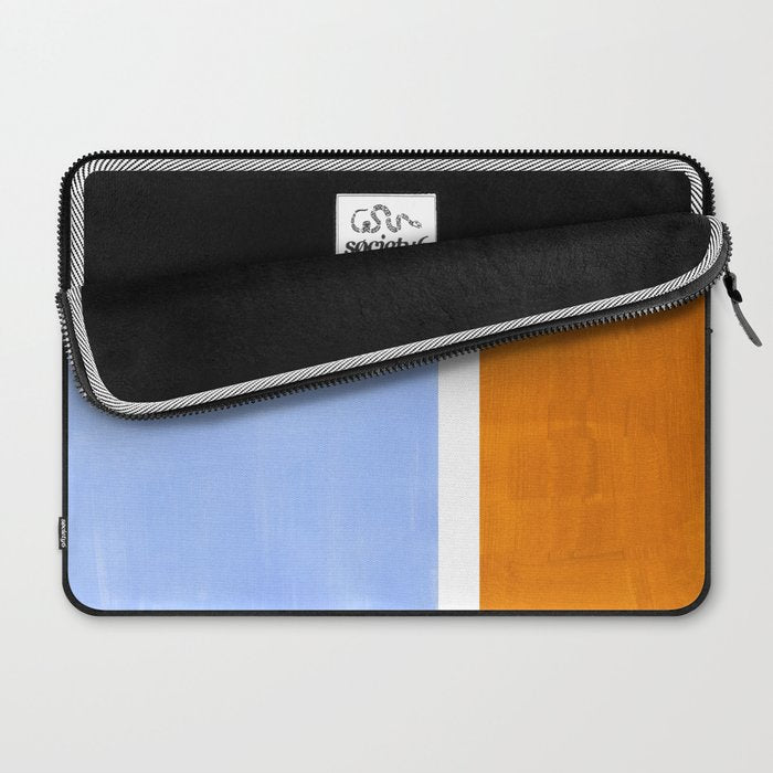 Pastel Royal Blue Yellow ochre Mid Century Modern Abstract Minimalist Rothko Color Field Squares Laptop Sleeve Gallery Image 2