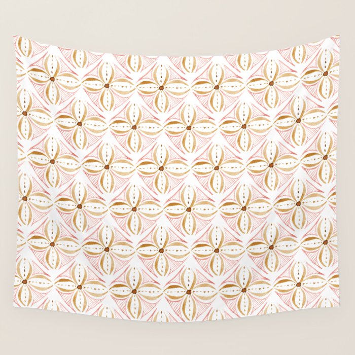 Rose Gold Watercolor Tile Wall Tapestry Gallery Image 4