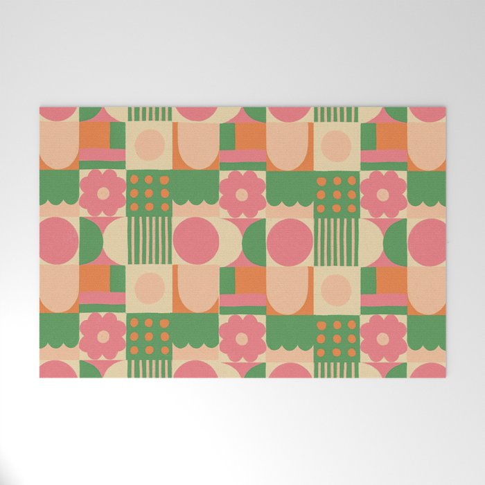 Green and pink tiles Welcome Mat Gallery Image 1