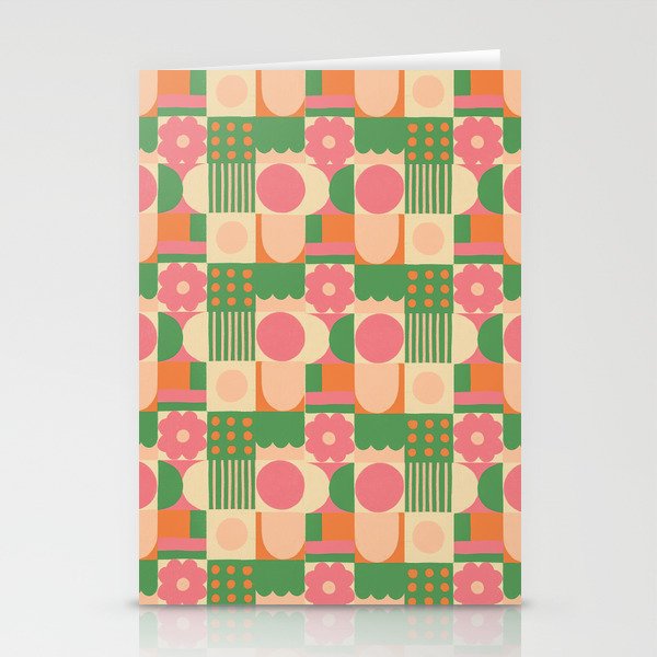 Green and pink tiles Stationery Card Gallery Image 1