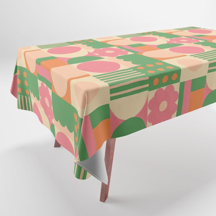 Green and pink tiles Tablecloth Gallery Image 1
