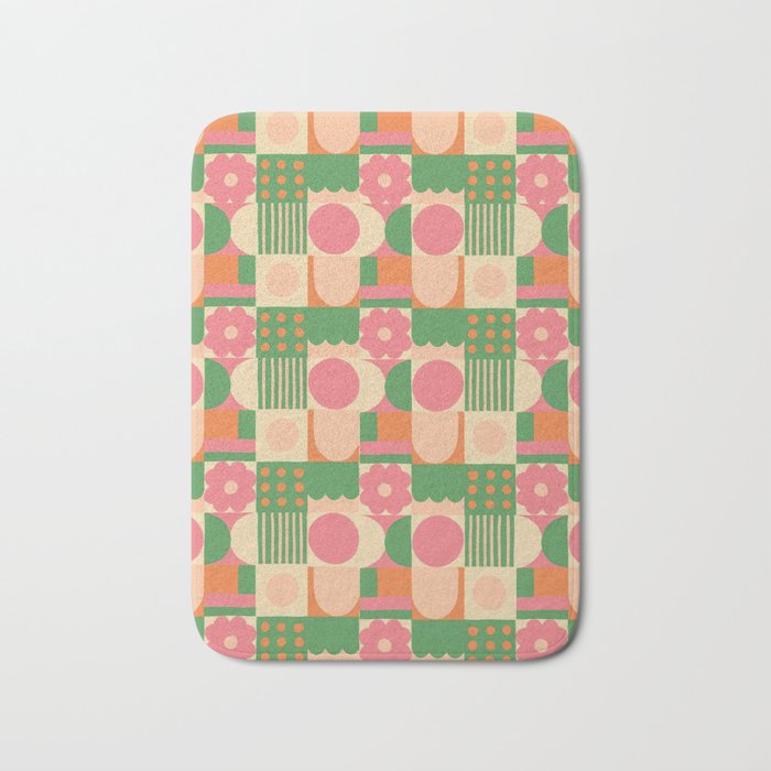 Green and pink tiles Bath Mat Gallery Image 1