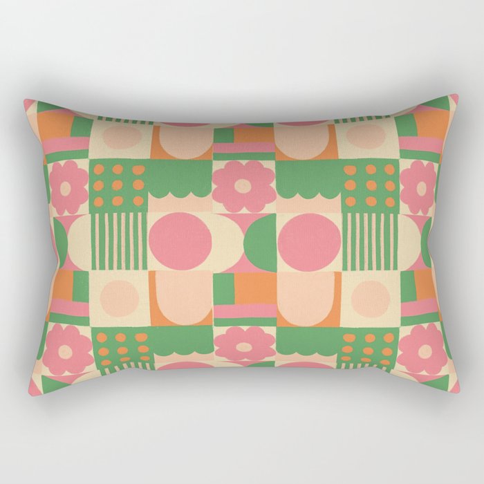 Green and pink tiles Rectangular Pillow Gallery Image 2