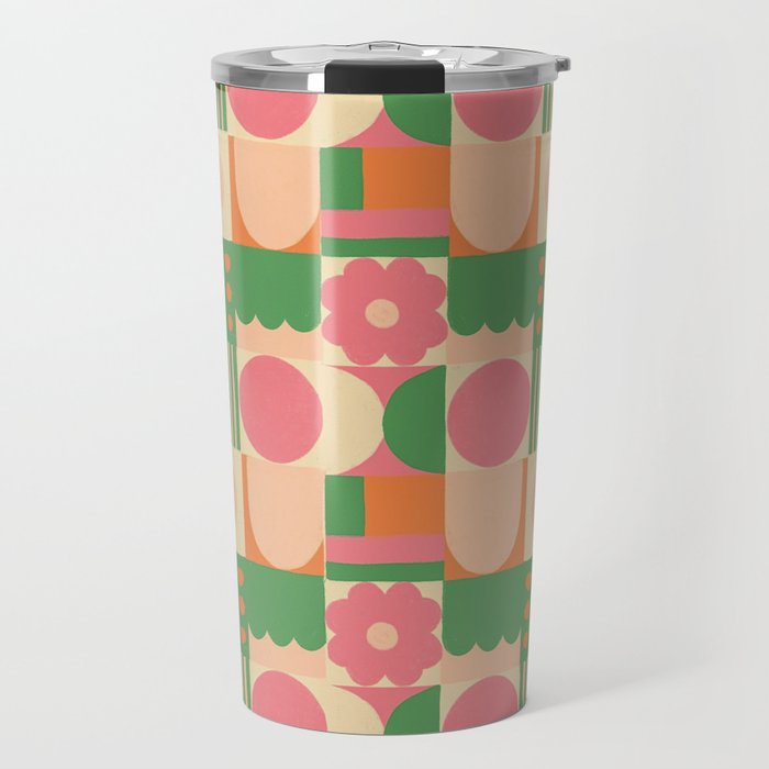 Green and pink tiles Travel Mug Gallery Image 1