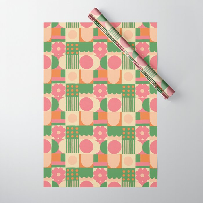 Green and pink tiles Wrapping Paper Gallery Image 1