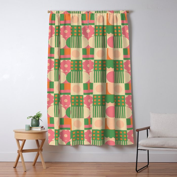Green and pink tiles Window Curtain Gallery Image 5