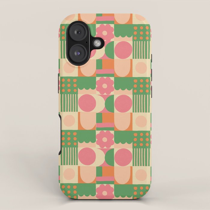 Green and pink tiles iPhone Case Gallery Image 1