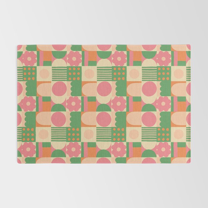 Green and pink tiles Rug Gallery Image 2