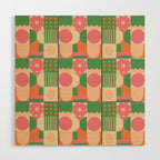 Green and pink tiles Wood Wall Art Gallery Image 1