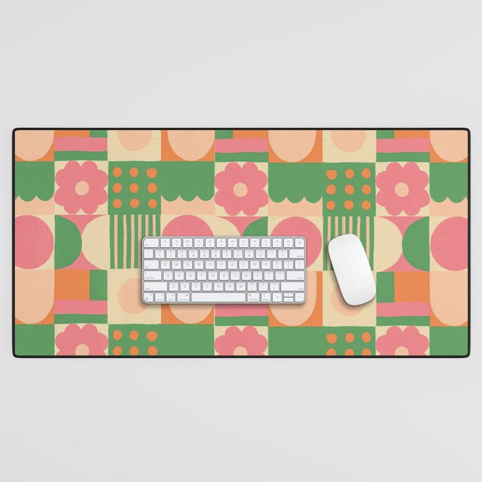 Green and pink tiles Desk Mat Gallery Image 1