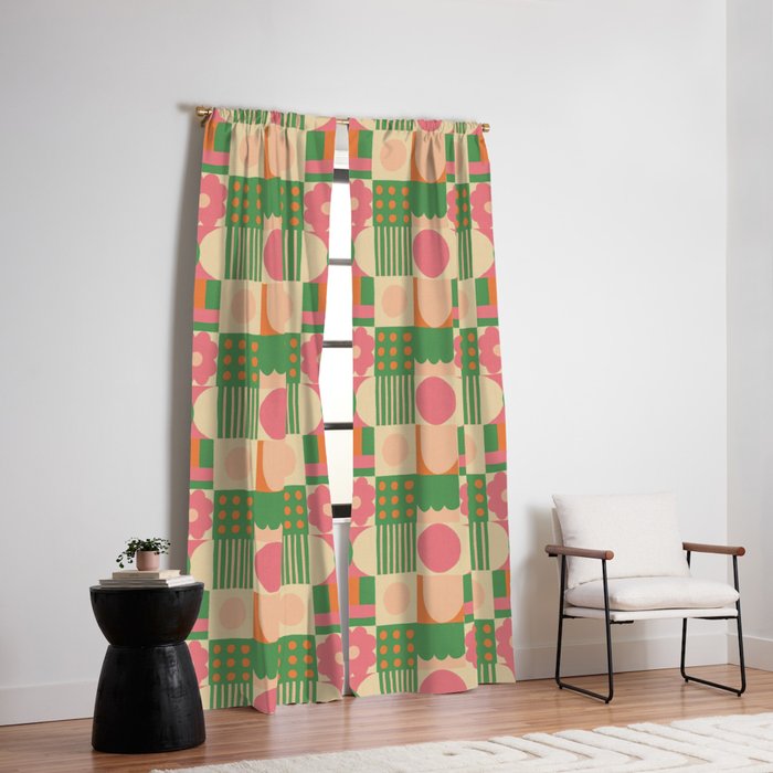 Green and pink tiles Window Curtain Gallery Image 2