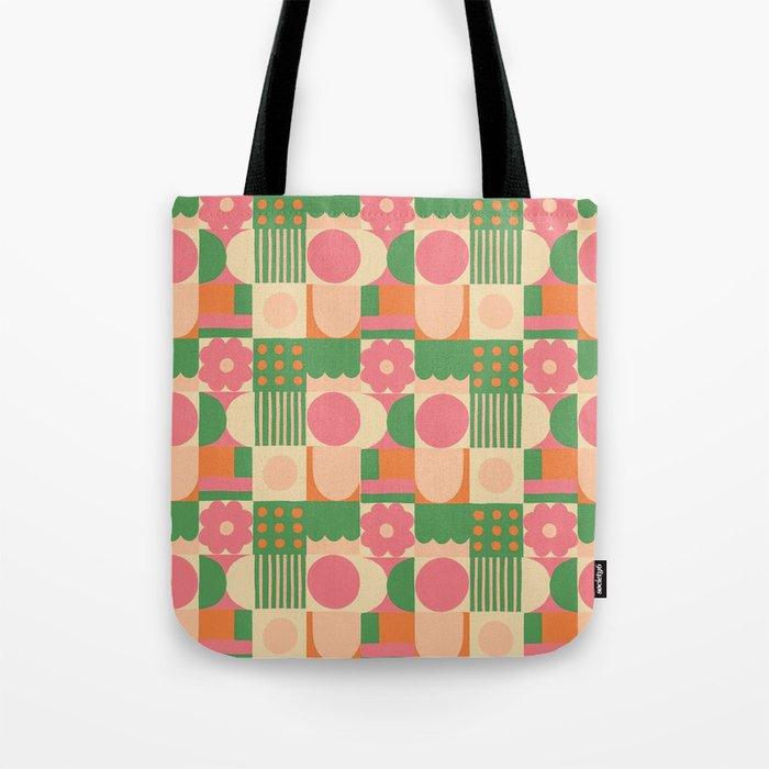 Green and pink tiles Tote Bag Gallery Image 1