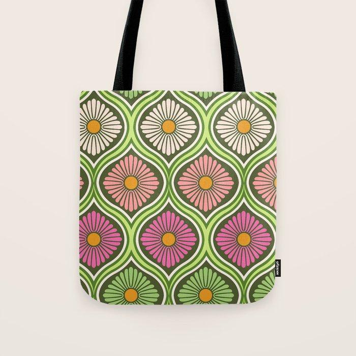 Groovy 70s Retro Mod Daisy Flowers Tote Bag Gallery Image 1
