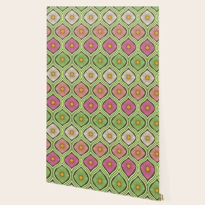 Groovy 70s Retro Mod Daisy Flowers Wallpaper Gallery Image 2