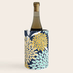 Floral Prints and Leaves, Navy Blue, Yellow, Aqua Wine Chiller Gallery Image 1