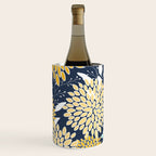 Floral Prints and Leaves, Navy Blue, Yellow, Aqua Wine Chiller Gallery Image 2