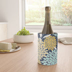 Floral Prints and Leaves, Navy Blue, Yellow, Aqua Wine Chiller Gallery Image 4
