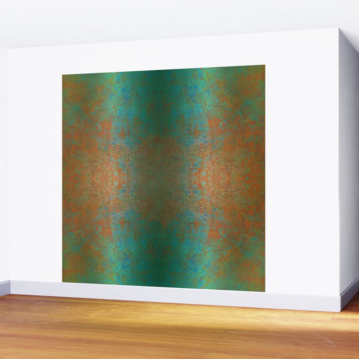 Vintage Teal and Copper Rust Wall Mural Gallery Image 2