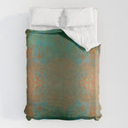 Vintage Teal and Copper Rust Duvet Cover Gallery Image 6