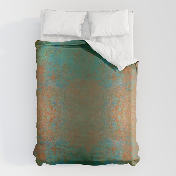 Vintage Teal and Copper Rust Duvet Cover Gallery Image 6