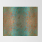 Vintage Teal and Copper Rust Throw Blanket Gallery Image 2