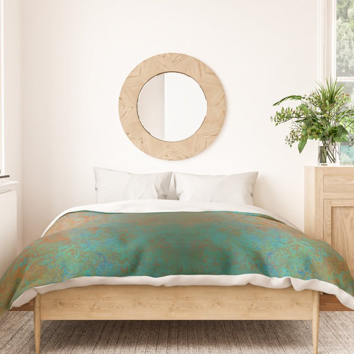 Vintage Teal and Copper Rust Duvet Cover Gallery Image 3