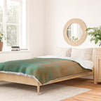 Vintage Teal and Copper Rust Duvet Cover Gallery Image 2