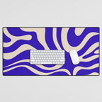 Modern Liquid Swirl Abstract Pattern Square in Cobalt Blue  Desk Mat Gallery Image 1