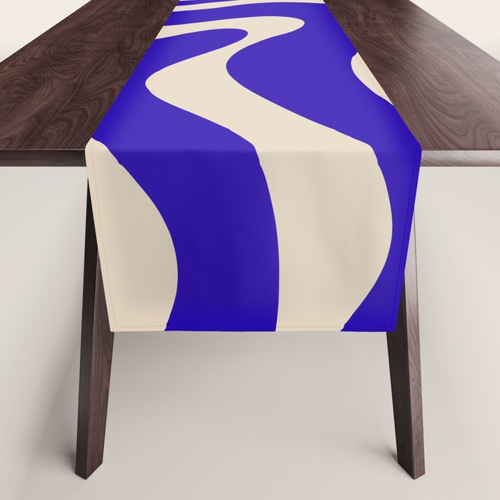 Modern Liquid Swirl Abstract Pattern Square in Cobalt Blue  Table Runner Gallery Image 1