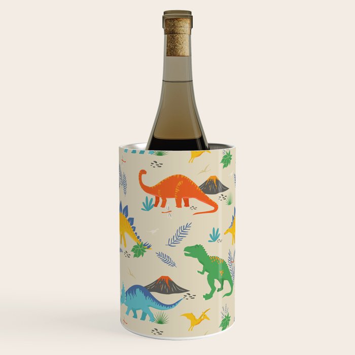Jurassic Dinosaurs in Primary Colors Wine Chiller Gallery Image 1