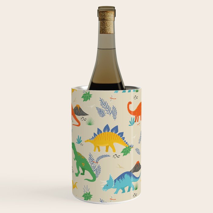 Jurassic Dinosaurs in Primary Colors Wine Chiller Gallery Image 3