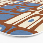 Mid Century Modern Piquet Abstract Multi Retro Brown and Blue Pattern Bath Mat Gallery Image 3