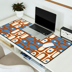 Mid Century Modern Piquet Abstract Multi Retro Brown and Blue Pattern Desk Mat Gallery Image 2