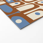 Mid Century Modern Piquet Abstract Multi Retro Brown and Blue Pattern Welcome Mat Gallery Image 2