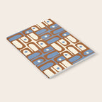 Mid Century Modern Piquet Abstract Multi Retro Brown and Blue Pattern Notebook Gallery Image 2