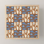 Mid Century Modern Piquet Abstract Multi Retro Brown and Blue Pattern Mini Art Print Gallery Image 1