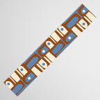 Mid Century Modern Piquet Abstract Multi Retro Brown and Blue Pattern Table Runner Gallery Image 3