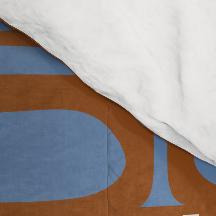 Mid Century Modern Piquet Abstract Multi Retro Brown and Blue Pattern Comforter Gallery Image 4
