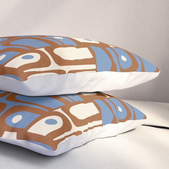 Mid Century Modern Piquet Abstract Multi Retro Brown and Blue Pattern Pillow Sham Gallery Image 3